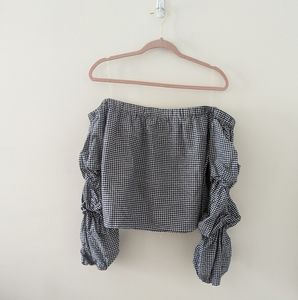 Charlotte Russe Plaid Off the Shoulder Blouse Sz XL